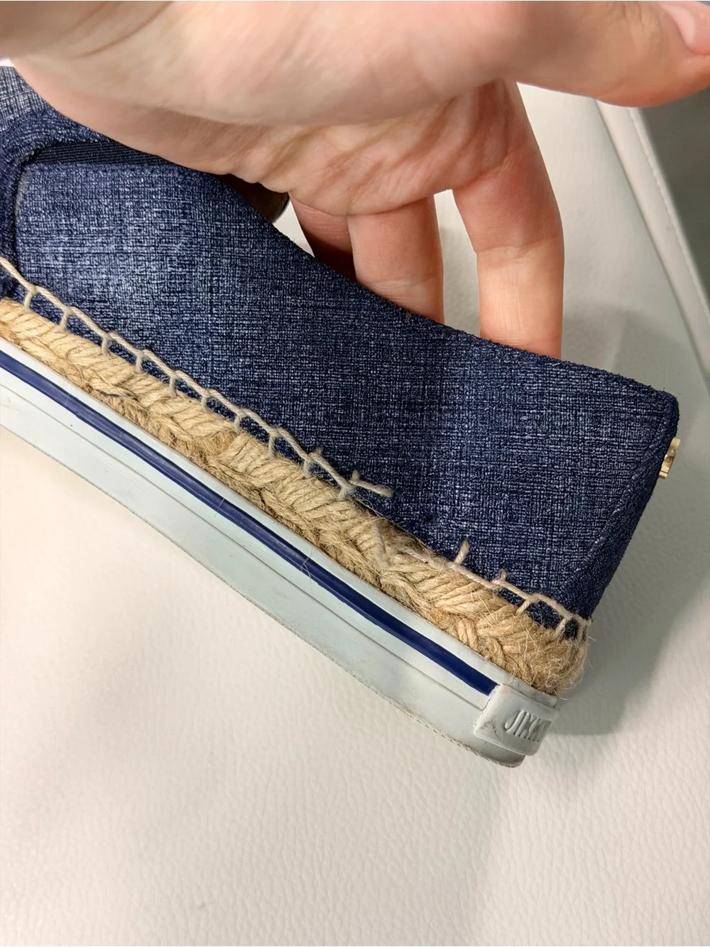 Jimmy Choo Navy Blue Slip-On Espadrilles